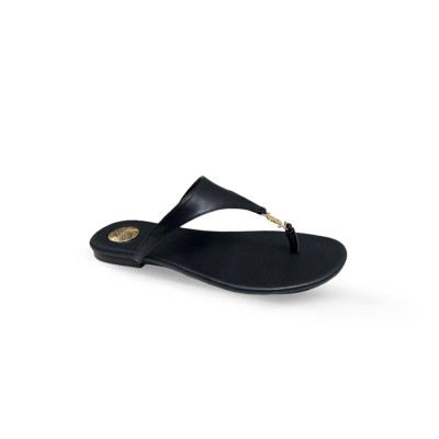 YSL CASSANDRE LEATHER THONG SLIPPER 